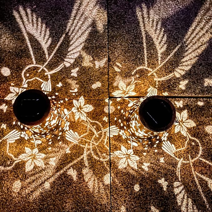 2 Pack Solar Lanterns Outdoor Waterproof Hummingbirds Birthday Gifts for Women Mom Grandma Garden Decor Hanging LED Decorative Light for Patio Yard Lawn Gardening Gifts DIBIEECN