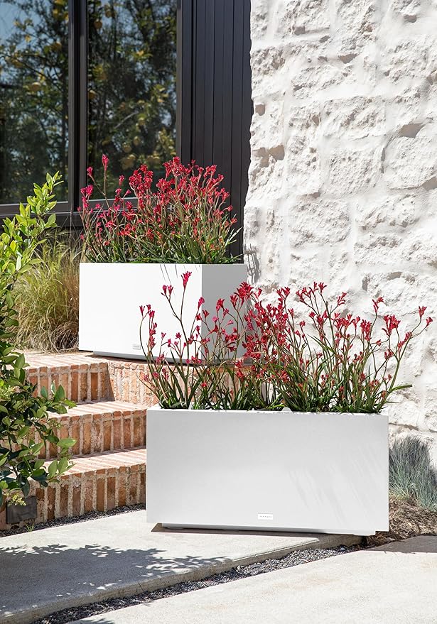 Veradek Block Series Long Box Planter - Large Rectangular Planter for Indoor or Outdoor Patio/Porch | Durable All-Weather Use with Drainage Holes | Modern Décor for Tall Plants, Flowers or Shrubs VeradekOutdoor