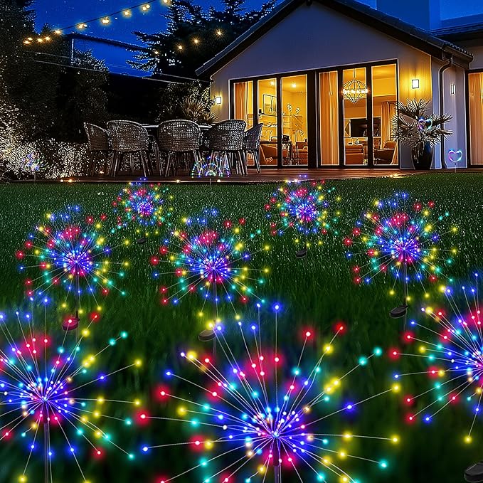 Garden Decor Solar Lights Outdoor,120LED Waterproof Colorful Solar Fairy Garden Lights for Outdoor Decoration,Yard, Patio, Porch,Flower Pot,Pathway,Christmas (8Pack) PEVOROS