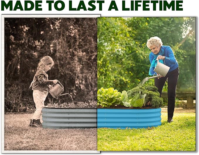 Plant & Plot Galvanized Raised Garden Beds Outdoor // 4×2×1 ft Planter Raised Beds for Gardening, Vegetables, Flowers (Teal) // Large Metal Garden Box PlantPlot