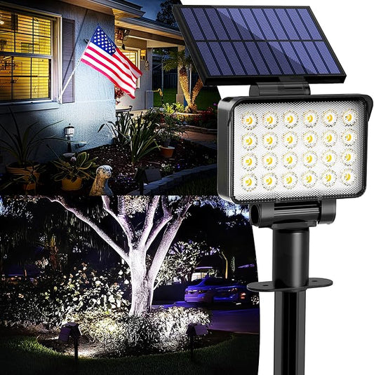 Solar Spot Lights Outdoor Waterproof for Flag, Tree, House, Garden, Yard, 3 Brightness Modes Solar Powered Landscape Spotlights 1 Pack Cool White COOZAMING