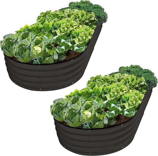 Plant & Plot Galvanized Raised Garden Beds Outdoor // 8×4×1 ft (2-Pack) Planter Raised Beds for Gardening, Vegetables, Flowers // Large Metal Garden Box // Patented Tool-Free Design (Black) PlantPlot