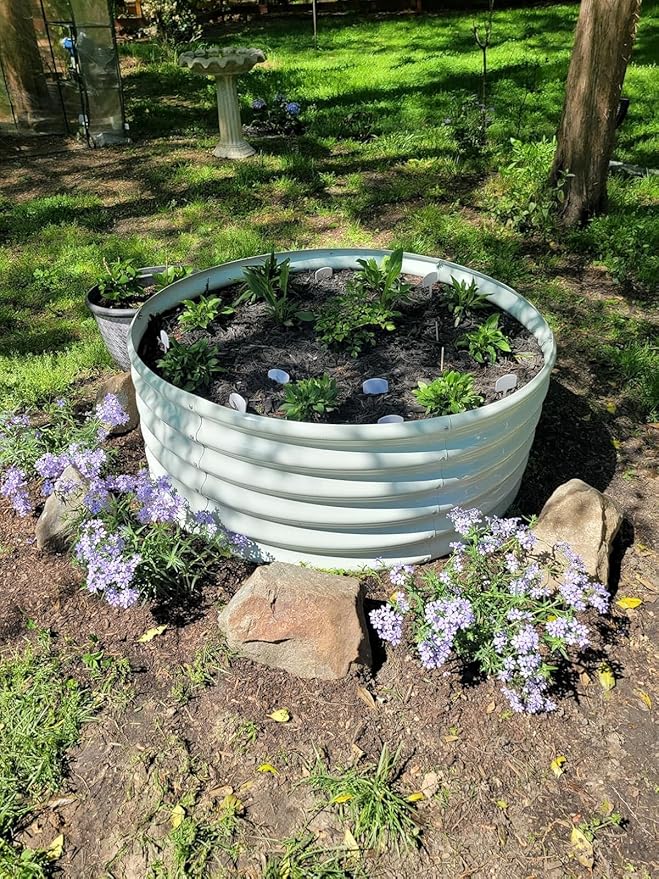 A ANLEOLIFE 12-Pack 4X4X1.5ft & 6X2X1.5ft & 81x81x18 in Deep Root Galvanized Raised Garden Beds Outdoor for Planting Vegetables Flowers Herb, Antique White AAnleolife