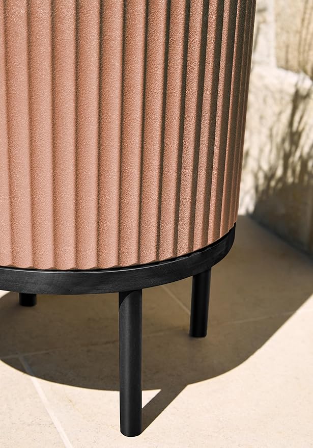 Veradek Demi Series Round Planter w/Stand for Porch/Patio | Durable Plastic-Stone Composite & Wooden Stand | Modern Décor for Tall Plants, Flowers VeradekOutdoor