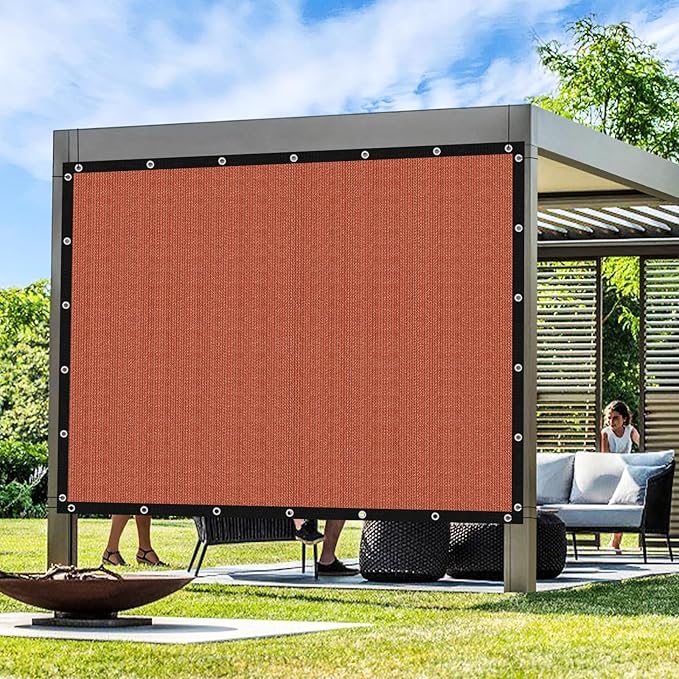 Artpuch 90% Sun Shade Cloth, 7 x 14 FT Pergola Shade Cover Canopy with Grommets, Sun Screen Fabric Tarp for Patio, Outdoor, Garden, Backyard, Rust Red Artpuch
