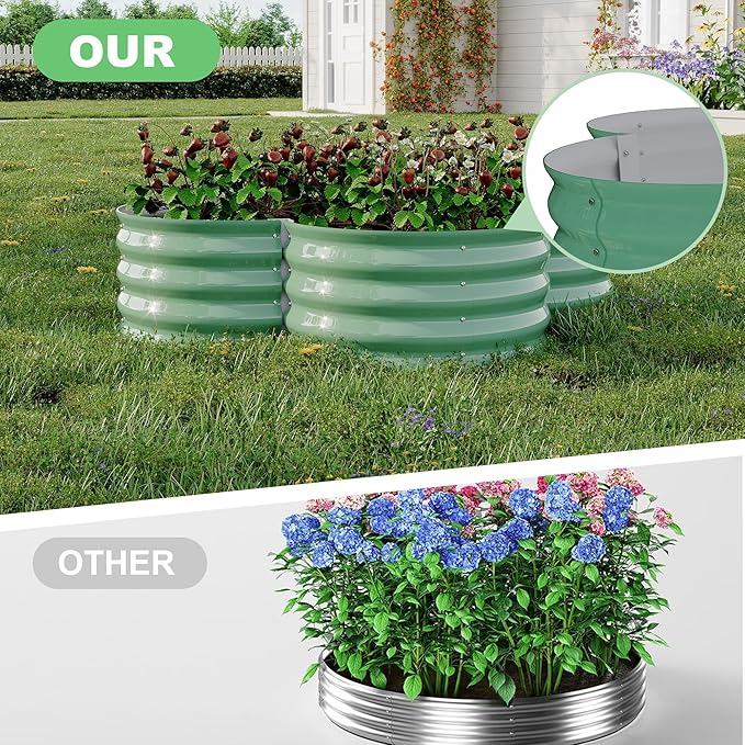 Garvee 2 Pack Galvanized Raised Garden Bed, Outdoor Planter Box with Open Base for Herbs, Veggies & Flowers. Rust-Resistant Raised Garden Beds, Ground-Connected Design for Deep Root Growth Garvee