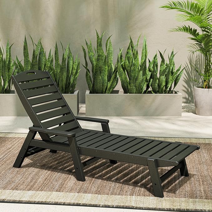 POLYWOOD NCC2280MA-P Nautical Arms Chaise, Black POLYWOOD