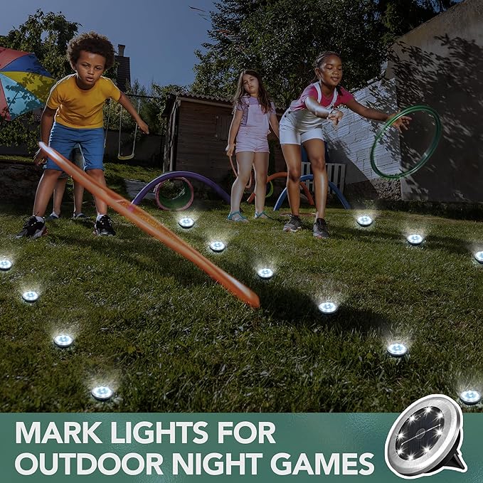 SOLPEX Mini Solar Ground Lights, 10 Pack Solar Lights Outdoor Waterproof, Pathway Lights Solar Powered, Solar Garden Light, Landscape Lighting for Yard Driveway Walkway (Cool White) Solpex