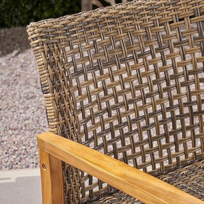 Christopher Knight Home Marcia Outdoor Wood Sofa, Wicker, 75.50 x 31.00 x 31.50, Gray, Natural Stained Finish ChristopherKnightHome