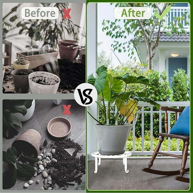 Plant Stands 5 Pack White Metal Plant Stand for Outdoor Indoor Plants Heavy Duty Flower Pot Stands for Multiple Plants Rustproof Iron Round Plant Shelf for Planter Potted Plant Holder for Garden Home XGUNION
