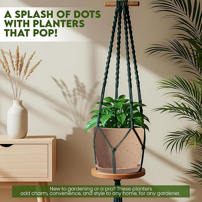 Utopia Home - Spotty Plant Pots Indoor with Drainage - 7/6.6/6/5.3/4.8 Inches Flower Pots - 5 Pack Plastic Planters - Ideal for Stocking Stuffers - (Speckled Peach Pink, Pack of 5) UTOPIAHOME