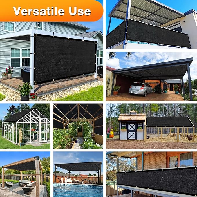 Artpuch Outdoor Pergola Shade Cover 5x14 FT Sun Shade Cloth with Grommets Black 90% UV Protection Canopy Patio Privacy Screen (Customized Available) Artpuch