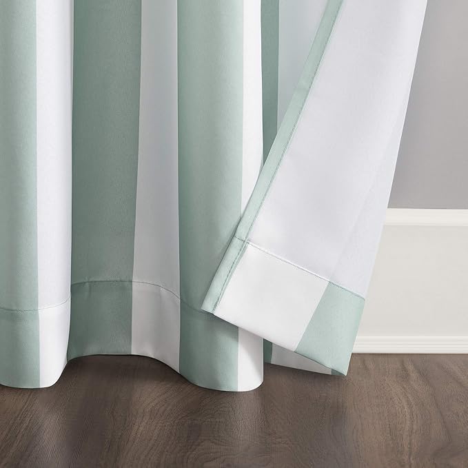 Sun Zero Valencia Cabana Stripe Indoor/Outdoor UV Protectant Energy Efficient Grommet Curtain Panel SunZero%E2%84%A2