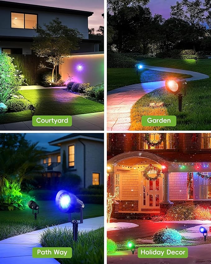 CORESLUX Smart RGBW Spot Lights Outdoor, Color Changing Warm White Landscape Lights with APP and Remote Control, Spotlight Waterproof for Garden Yard Patio Landscape, 1 Pack CORESLUX