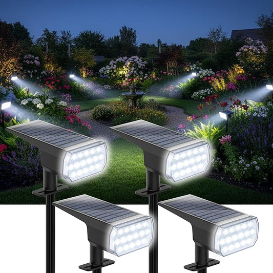 Solar Lights Outdoor Waterproof, 3 Lighting Modes Solar Spot Lights Outdoor, LED Solar Spotlights, Ultra Bright Dusk-to-Dawn Uplights for Garden, Landscape, Yard, Pathway, IP65, Auto On/Off Chasikeo