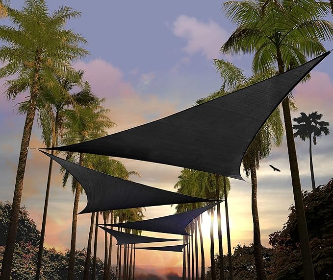 Amgo Custom Size 13' x 13' x 13' Black Triangle Sun Shade Sail Order to Make Canopy Awning UPF50+ AGSLT, 95% UV Blockage, Water & Air Permeable, 200GSM Commercial Standard (We Customize) Amgo
