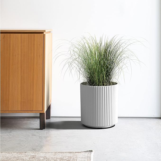Veradek Demi Series Round Planter for Porch, Patio, Backyard | Durable Plastic-Concrete Material | Modern Décor for Tall Plants, Flowers VeradekOutdoor