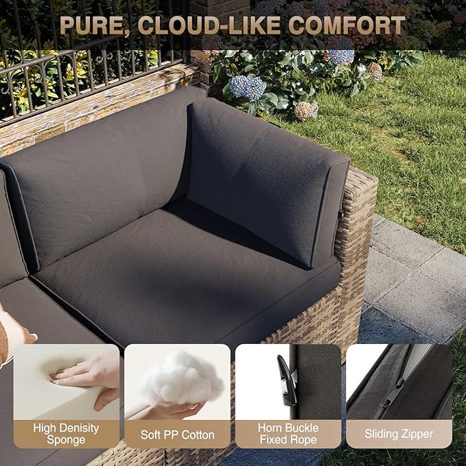 Aoxun Patio Furniture Sets, 10-Piece Outdoor Patio Furniture with Thick Cushions, Wicker Outdoor Conversation Set Sectional Sofa for Backyard, Poolside, Garden Aoxun