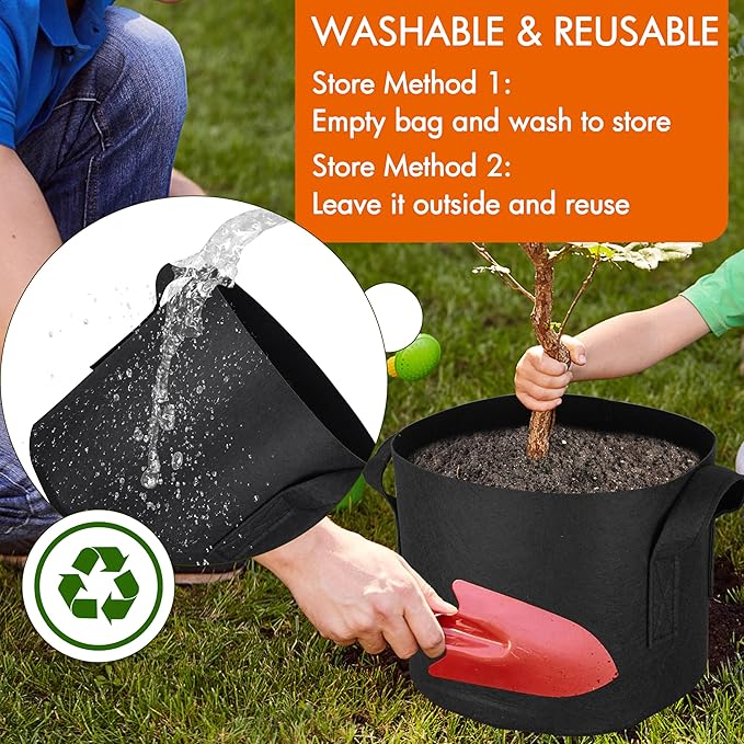 Gardzen 10-Pack 2 Gallon Grow Bags, Aeration Fabric Pots with Handles, Heavy Duty Cloth Pots for Plants Gardzen