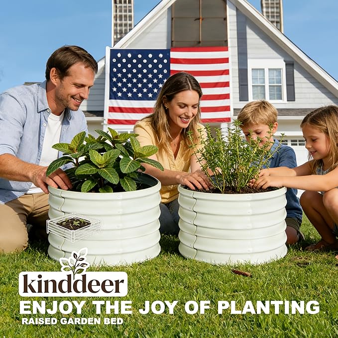 2x2x1.5ft-2pcs-Oval Raised Garden Bed Kit, Galvanized Planter Garden Boxes Outdoor, Metal Raised Garden Beds for Vegetables,Fruits, Flower,Black kingddeergardenbed