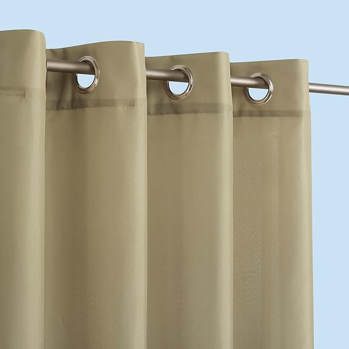 Sun Zero Marina Indoor/Outdoor UV Protectant Energy Efficient Grommet Curtain Panel, 54" x 95", Khaki SunZero%E2%84%A2