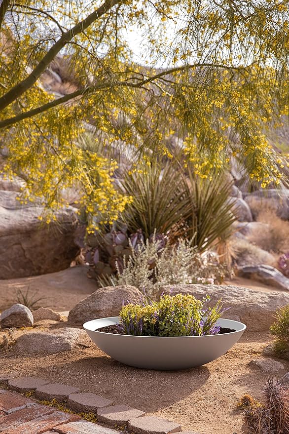 Veradek Mason Series Lane Bowl Planter| for Indoor or Outdoor Tabletops/Gardens |Made from Plastic-Stone Composite with Drainage Holes|Modern Décor for Flowers, Succulents, Small Plants VeradekOutdoor