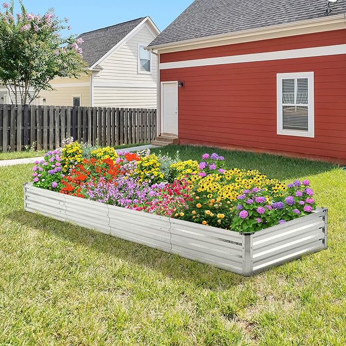 Galvanized Raised Garden Bed 2pcs Pack - Metal Raised Bed Garden Kit 4'x8'x1' for Flower Planters, Vegetables Herb Mofesun