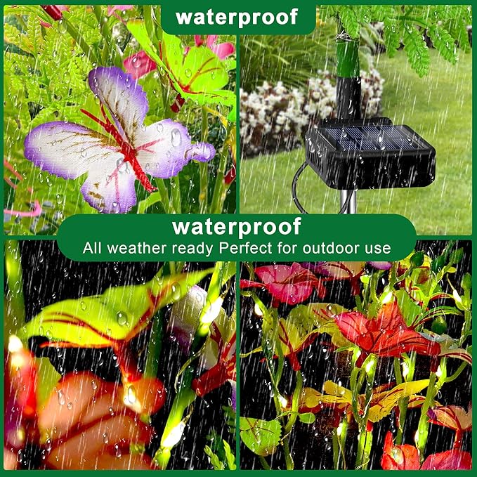 Solar Garden Lights Outdoor Waterproof,4 Packs Solar Swaying Butterfly Lights Decor,Gardening Butterfly Gifts for Mom Women,Solar Flowers Plant Lights Decorative Stakes for Yard Patio Lawn Pathway EDOF