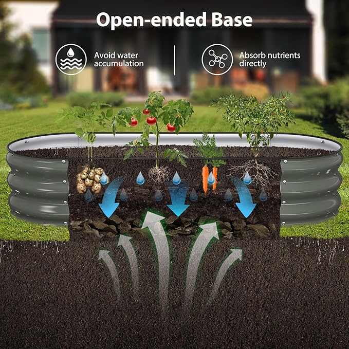Raised Garden Bed Kit, 5x2x1 ft Galvanized Planter Box Outdoor with Safety Edging, Large Metal Raised Beds for Gardening Vegetables Flower Fruits (Volcanic Ash) Winpull