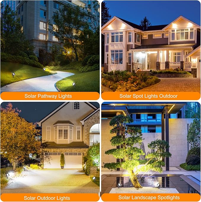 SUNLONG Solar Spotlights Outdoor Waterproof Bright Solar Wall Light Led Security Flood Light Solar Powered for Flag Patio Front Door Driveways-Automatically Activates at Dusk to Dawn (White) MakeYournightBrightandWarm