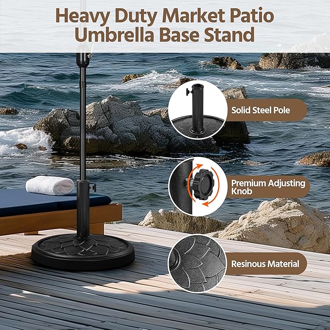 Yaheetech 18'' Umbrella Base 26.5lbs Heavy Duty Patio Umbrella Stand, Round Umbrella Base Stand, Resin Umbrella Holder for Outdoor, Garden, Yard, Black Yaheetech