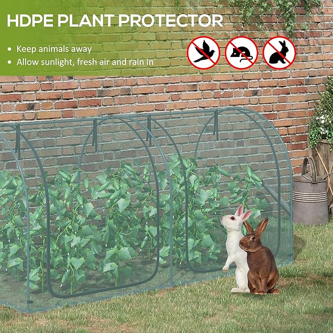 Outsunny 8' x 4' Crop Cage, Plant Protection Tent with Two Zippered Doors, Storage Bag and 4 Ground Stakes, for Garden, Yard, Lawn, Green Outsunny