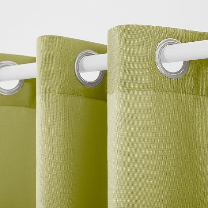 TOWN & COUNTRY BASICS Cabana Solid Heavyweight Indoor Outdoor Curtains, Light Filtering Opacity with Grommet Top, Water Repellent, 2-Pack Set, 54"x84", Kiwi Green TOWN+%26+COUNTRY+BASICS