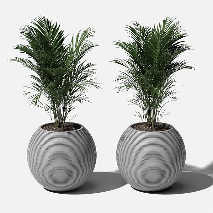 Veradek Strata Series Sphere Round Planter for Patio & Backyard | Durable Plastic-Stone Material | Modern Décor for Tall Trees and Plants VeradekOutdoor