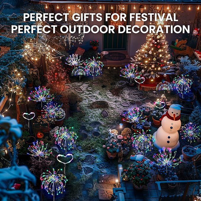 Garden Decor Solar Lights Outdoor,120LED Waterproof Colorful Solar Fairy Garden Lights for Outdoor Decoration,Yard, Patio, Porch,Flower Pot,Pathway,Christmas (8Pack) PEVOROS