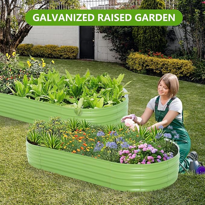 Galvanized Raised Garden Bed, 6x3x1 FT Thickening Planter Boxes Outdoor, Raised Beds for Gardening, Easy Assembly Large Garden Bed for Vegetables, Fruits, Flowers (2-Pack) AmazStove