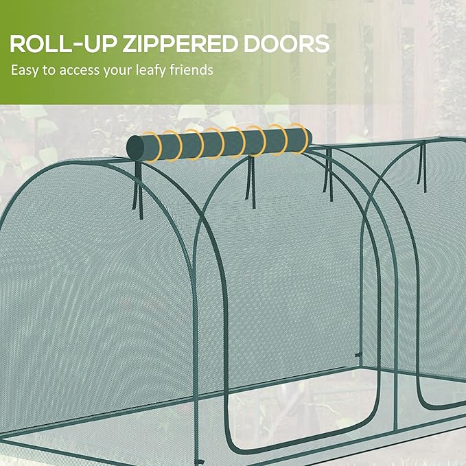 Outsunny 8' x 4' Crop Cage, Plant Protection Tent with Two Zippered Doors, Storage Bag and 4 Ground Stakes, for Garden, Yard, Lawn, Green Outsunny