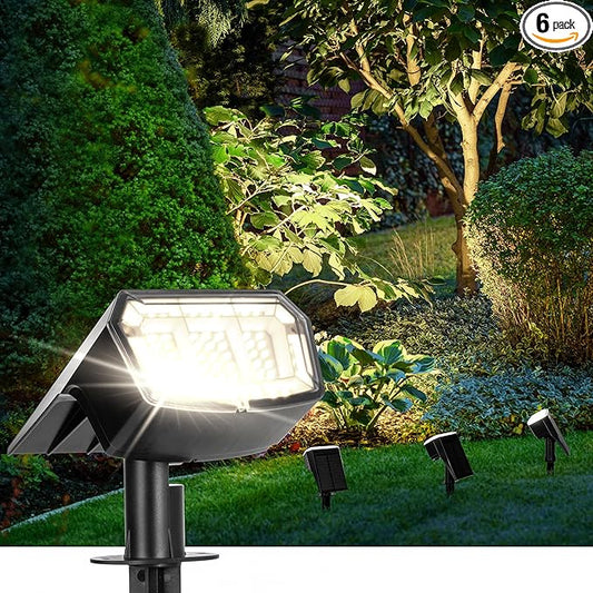 Solar Spot Lights Outdoor 63 LED 3 Lighting,Waterproof IP65 Modes Spotlights for Outside House Yard Garden Landscape Lights 6 Pack (Natural Light) AUDERWIN