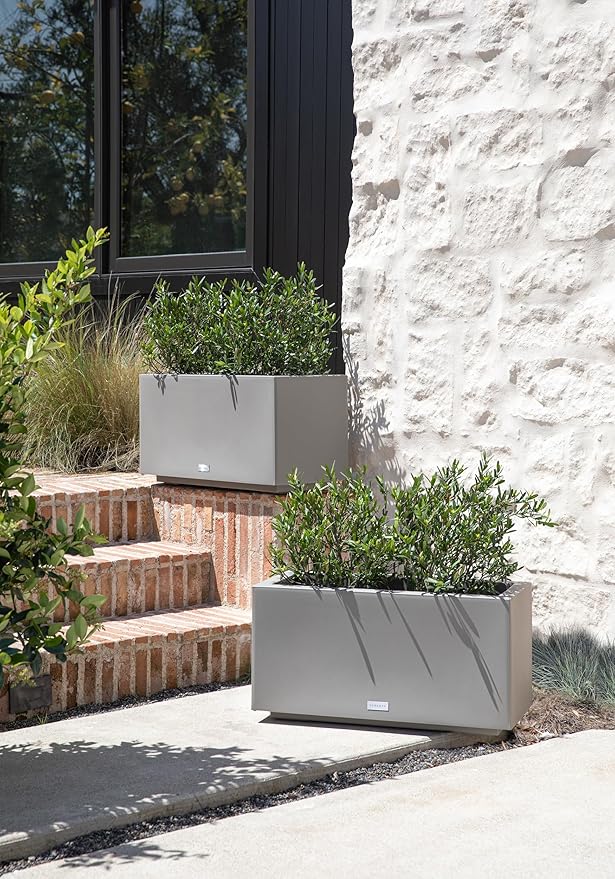 Veradek Block Series Long Box Planter - Large Rectangular Planter for Indoor or Outdoor Patio/Porch | Durable All-Weather Use with Drainage Holes | Modern Décor for Tall Plants, Flowers or Shrubs VeradekOutdoor