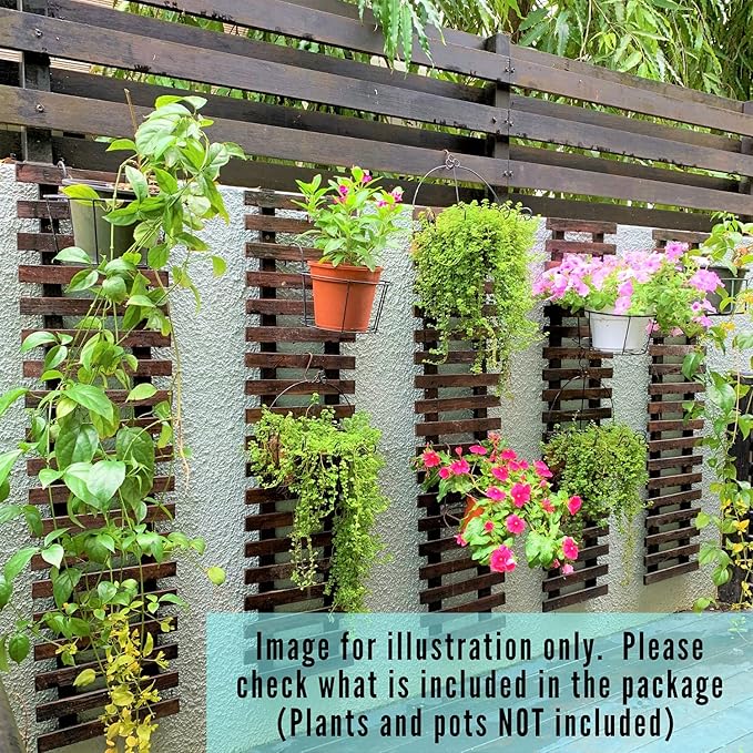 ShopLaLa Wall Planter - Hanging Wooden Wall Planter for Indoor Outdoor Plants, Vertical Garden, Plant Wall Mount Planter, Air Plant Succulent Holder for Flower Pot Display Hanger Frame 47.2" (120cm) ShopLaLa