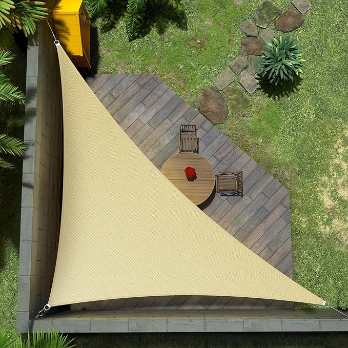Amgo Custom Size 17' x 18' x 24.8' Beige Right Triangle Sun Shade Sail Order to Make Canopy Awning UPF50+ AGSLT, 95% UV Blockage, Water & Air Permeable, 200GSM Commercial Standard (We Customize) Amgo