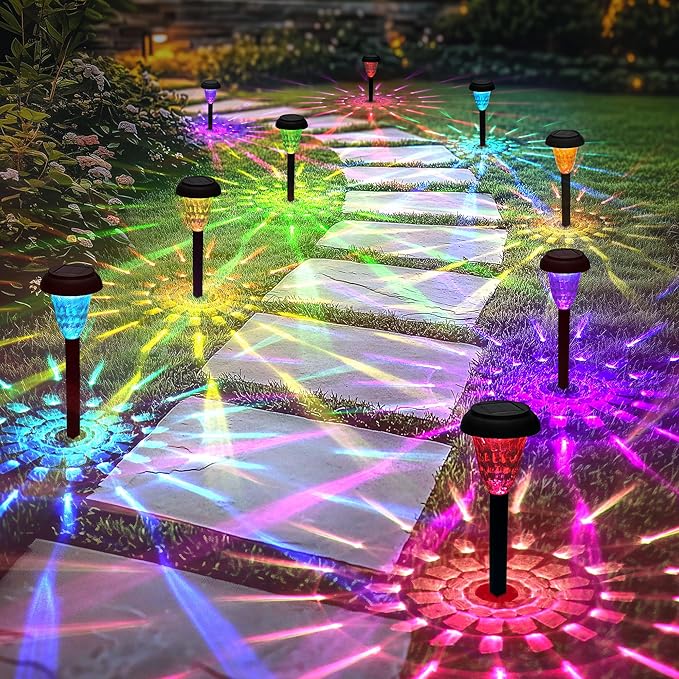Solar Pathway Lights Outdoor Waterproof 16 Pack Color Changing Garden Light for Yard Patio Driveway Walkway Lawn Landscape Lighting for Outdoor Decor Tisejoy