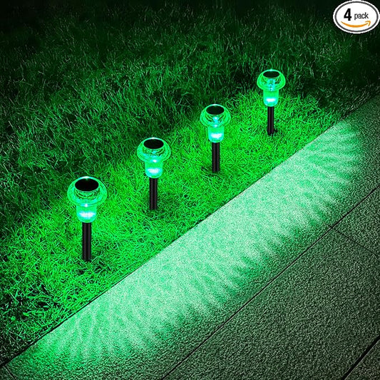St Patricks Day Solar Pathway Lights Outdoor Decorative 4 Pack, Green LED Mushroom Solar Lights Outdoor Waterproof Solar Powered Easter Decor for Patio, Valentines Day Halloween Christmas Garden Decor COZYPAVILION