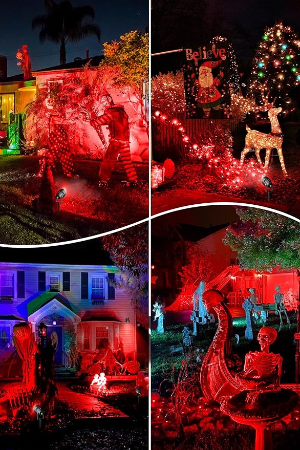 T-SUN Red Spotlight Outdoor, Waterproof LED Landscape Lighting with US Plug, Easy Install 270° Adjustable Outdoor Spot Lights for Garden Tree Yard Decor T-SUN