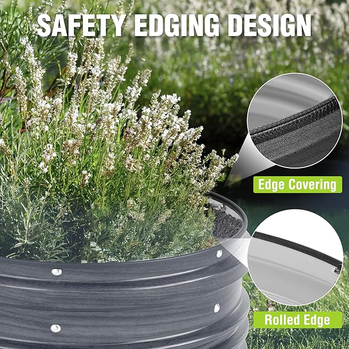 WORKPRO 3Pcs 2x2x1ft Galvanized Raised Garden Bed Set, Rust & Corrosion Protection, Easy Assembly, Safe Edge, Ideal for Vegetables & Flowers, Dark Gray WORKPRO