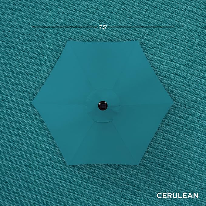 Best Choice Products 7.5ft Outdoor Solar Market Table Patio Umbrella for Deck, Pool w/Tilt, Crank, LED Lights - Cerulean BestChoiceProducts