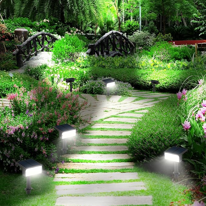 T-SUN Solar Spot Lights Outdoor, 8 Pack 49LED Landscape Spotlights, 2 Lighting Modes Auto ON/Off Solar Lights for Trees, Garden, Yard, Pathway, Driveway(White) T-SUN