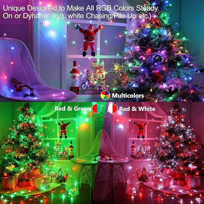 Brizled Color Changing String Lights, 33ft 100 LED Pasrel Easter Mini Lights with Remote, Dimmable RGB Lights String Clear Wire, Indoor USB Twinkle Light for Christmas Halloween Year-Round Decor Brizled