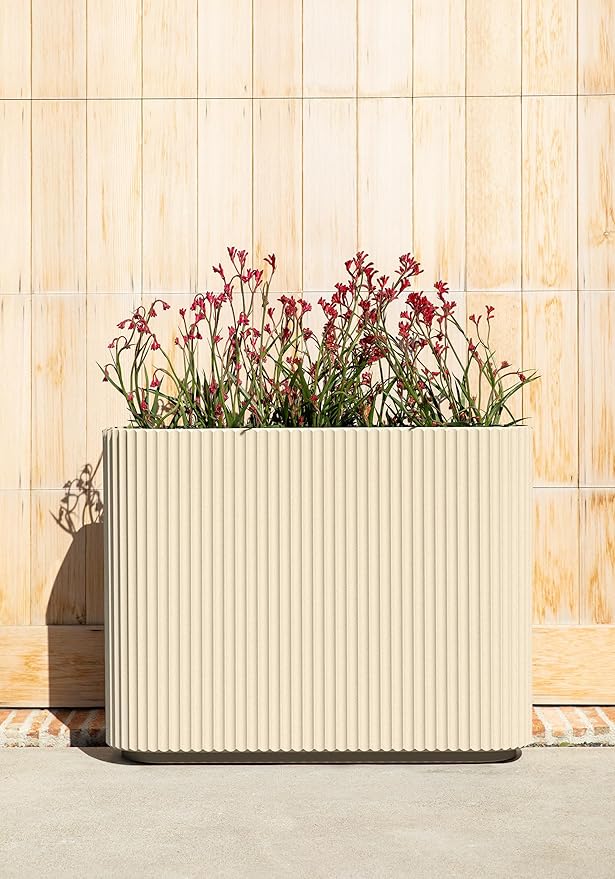 Veradek Demi Series Span Planter for Front Porch, Patio, Backyard | Durable Plastic-Stone Composite Material | Modern Décor for Shrubs, Flowers VeradekOutdoor