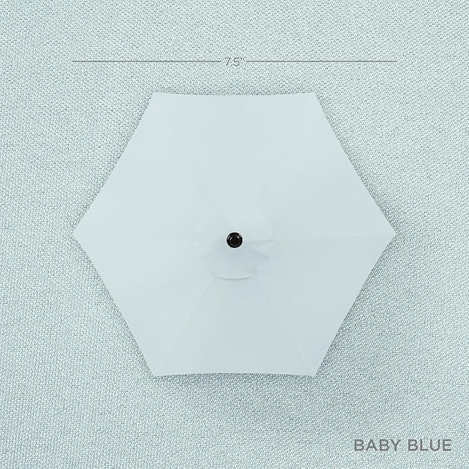 Best Choice Products 7.5ft Heavy-Duty Round Outdoor Market Table Patio Umbrella w/Steel Pole, Push Button Tilt, Easy Crank Lift - Baby Blue BestChoiceProducts